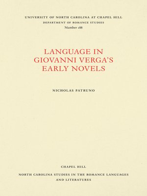 cover image of Language in Giovanni Verga's Early Novels